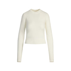 SWEATER KNITS RIBBED LONG SLEEVE FITTED CREW NECK | IVORY