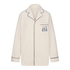 SKIMS FOR TEAM USA FLEECE UNISEX OLYMPIC OVERSIZED SLEEP TOP | ECRU