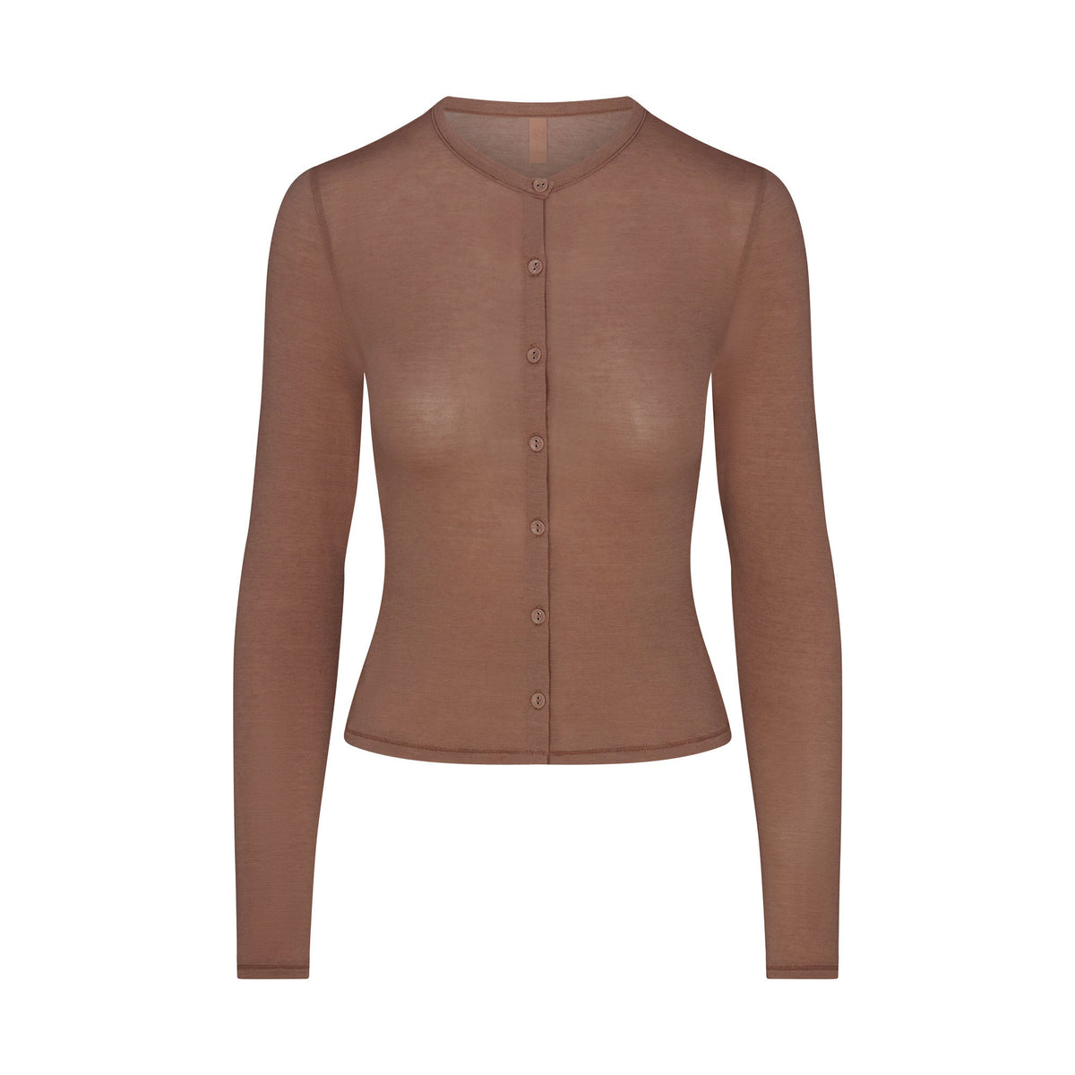 SHEER MODAL CARDIGAN WITH COVERED BUTTONS | SIENNA