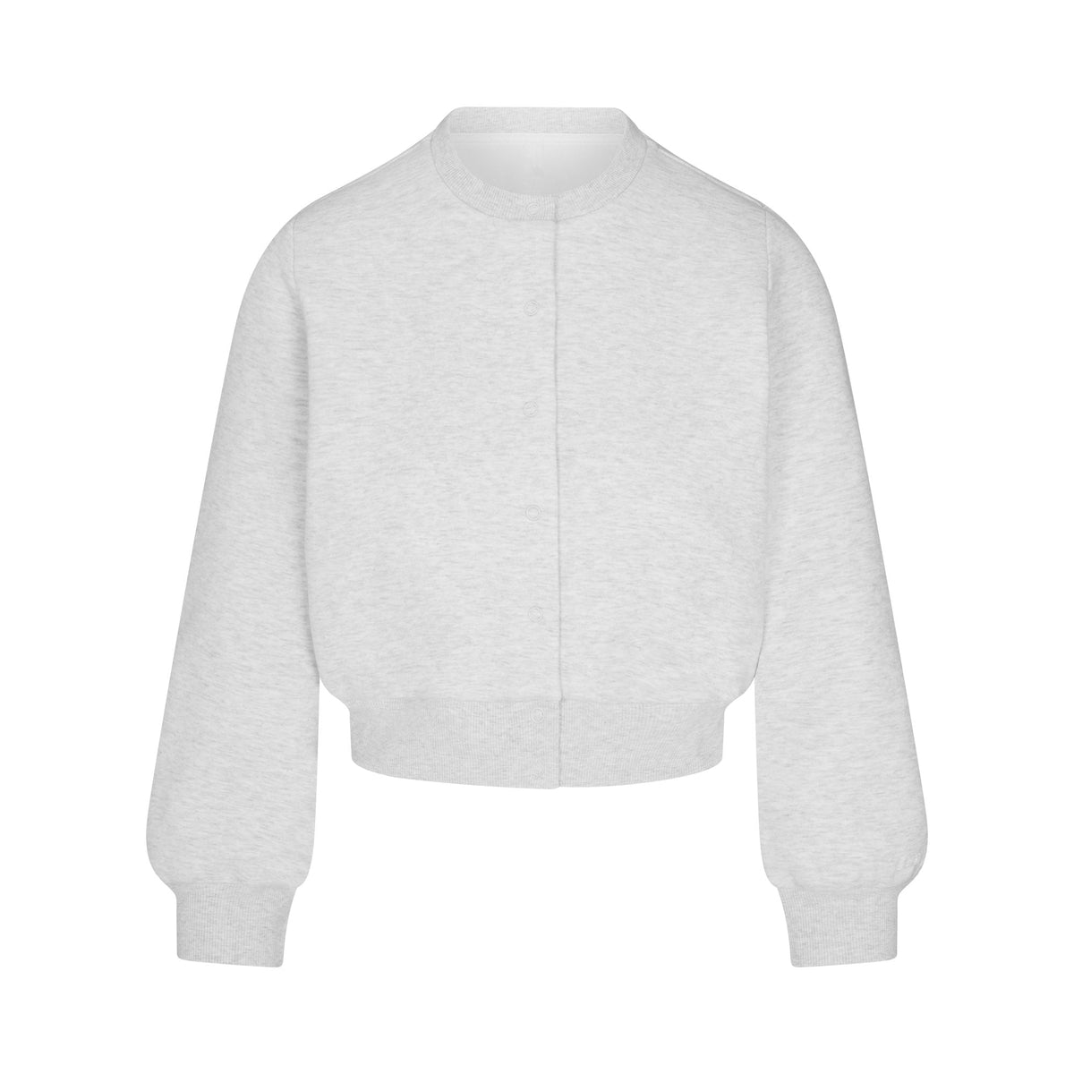 COTTON FLEECE SHRUNKEN CARDIGAN | LIGHT HEATHER GREY
