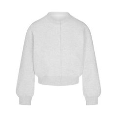 COTTON FLEECE SHRUNKEN CARDIGAN | LIGHT HEATHER GREY