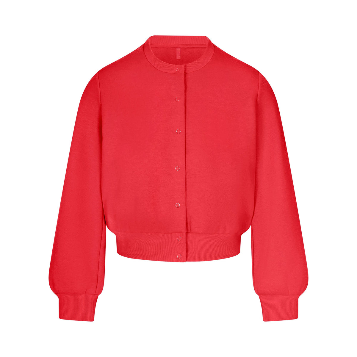 COTTON FLEECE SHRUNKEN CARDIGAN | WASHED RED