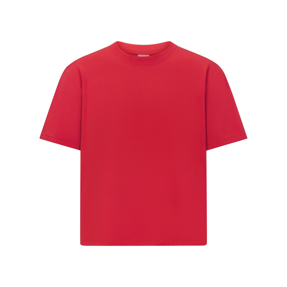 HEAVYWEIGHT COTTON MENS RELAXED CROPPED CREWNECK | WASHED RED