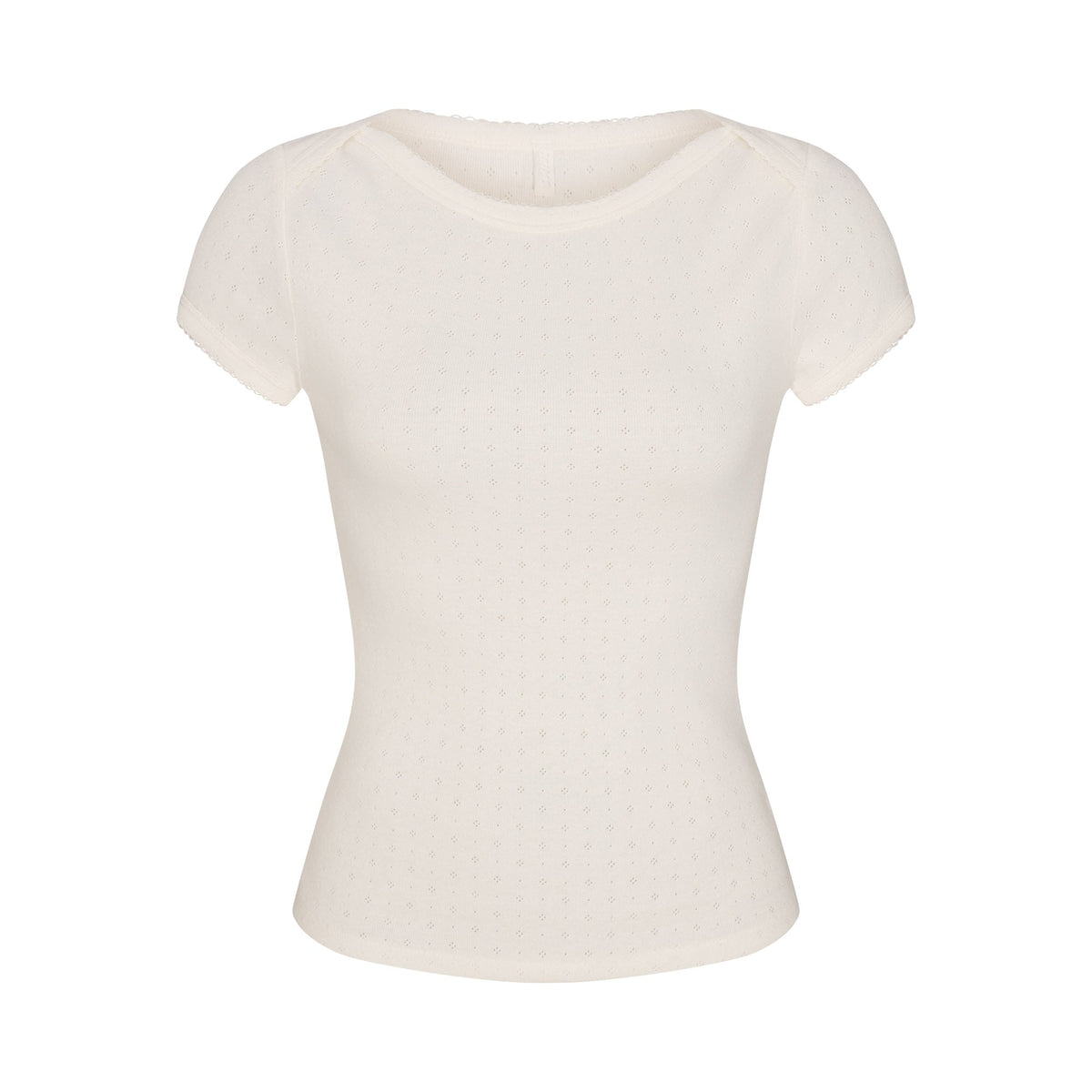 HEAVY POINTELLE BOATNECK TEE | MARBLE