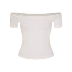 COTTON JERSEY OFF THE SHOULDER TOP | MARBLE