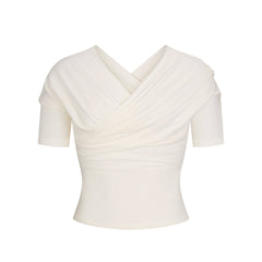 COTTON JERSEY WRAP TOP | MARBLE
