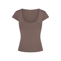 REFINED KNIT SCOOP NECK TOP | AMETHYST