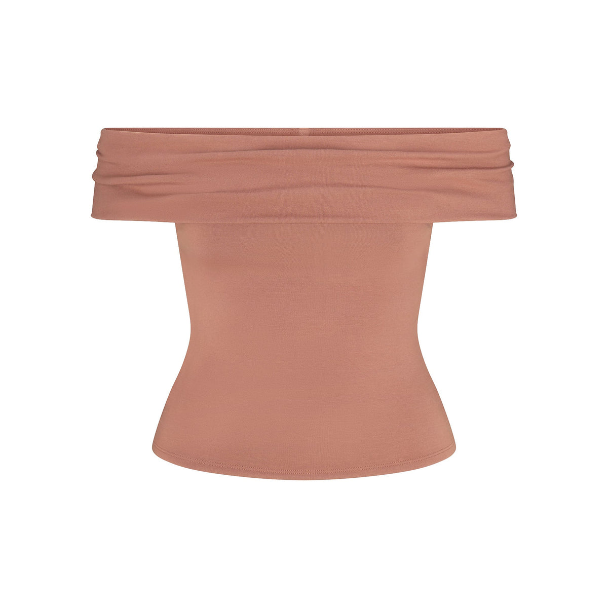 SMOOTH LAYERS ASYMMETRICAL OFF THE SHOULDER TOP | NUTMEG