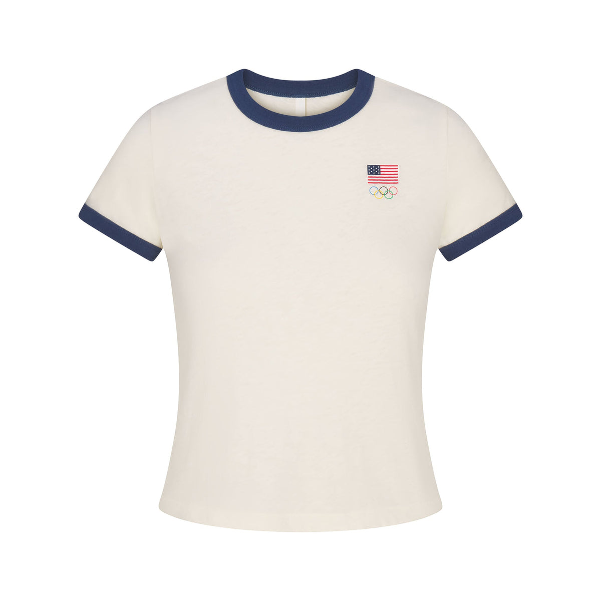 SKIMS FOR TEAM USA WORN IN JERSEY OLYMPIC SHRUNKEN T-SHIRT | ECRU