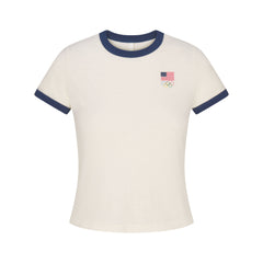 SKIMS FOR TEAM USA WORN IN JERSEY OLYMPIC SHRUNKEN T-SHIRT | ECRU