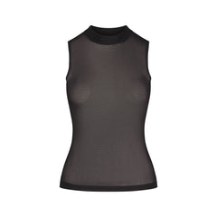 SLINKY KNIT MOCK NECK TANK | OBSIDIAN