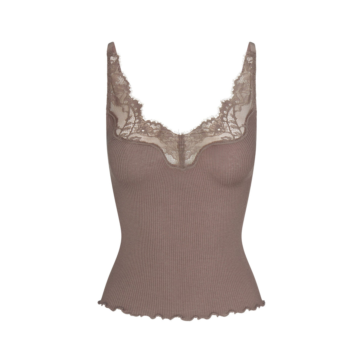 RIB KNIT LACE CAMI | AMETHYST
