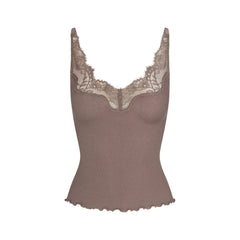RIB KNIT LACE CAMI | AMETHYST