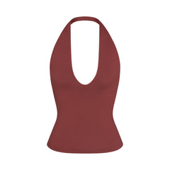SMOOTH LAYERS HALTER TOP | HENNA