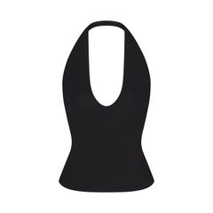 SMOOTH LAYERS HALTER TOP | OBSIDIAN