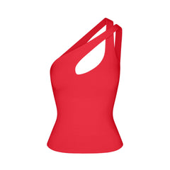 SMOOTH LAYERS ONE SHOULDER TOP | CARMINE