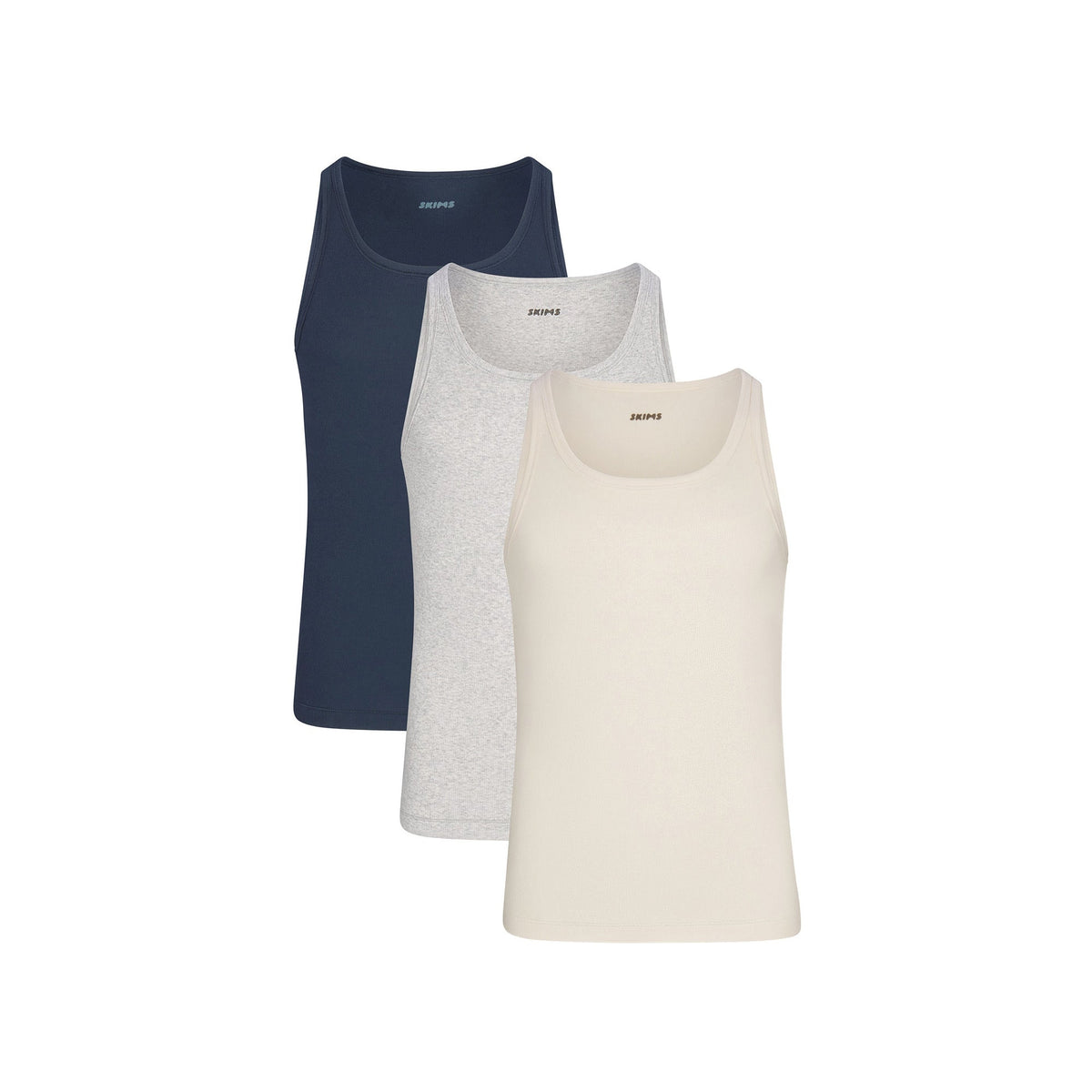SKIMS COTTON MENS RIB TANK 3-PACK | ECRU MULTI