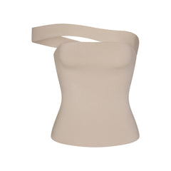 COTTON JERSEY ASYMMETRICAL TOP | STONE