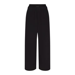 COTTON FLEECE OVERSIZED DOUBLE WAISTBAND PANT | ONYX