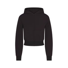 COTTON JERSEY ZIP UP HOODIE | SOOT