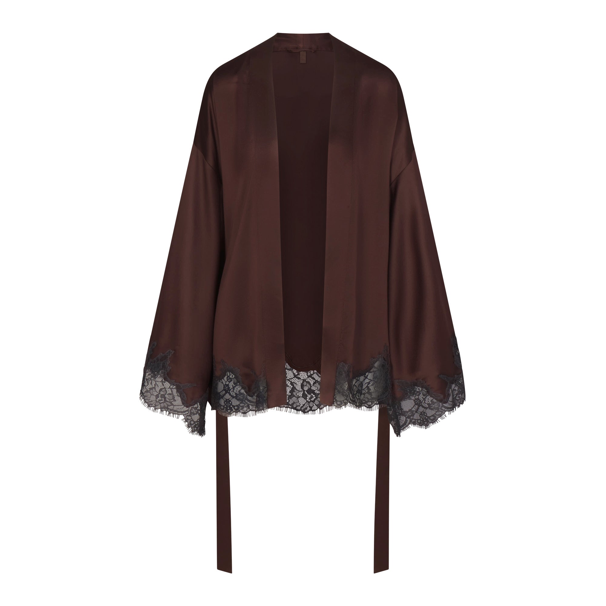 SILK LACE ROBE | ESPRESSO CONTRAST