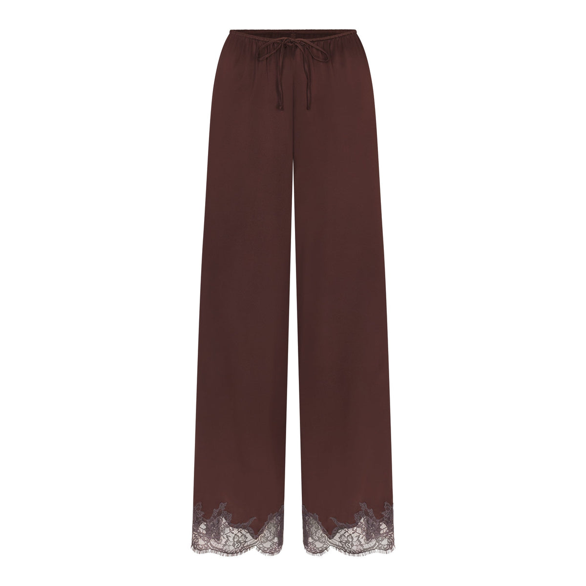 SILK LACE STRAIGHT LEG PANT | ESPRESSO CONTRAST