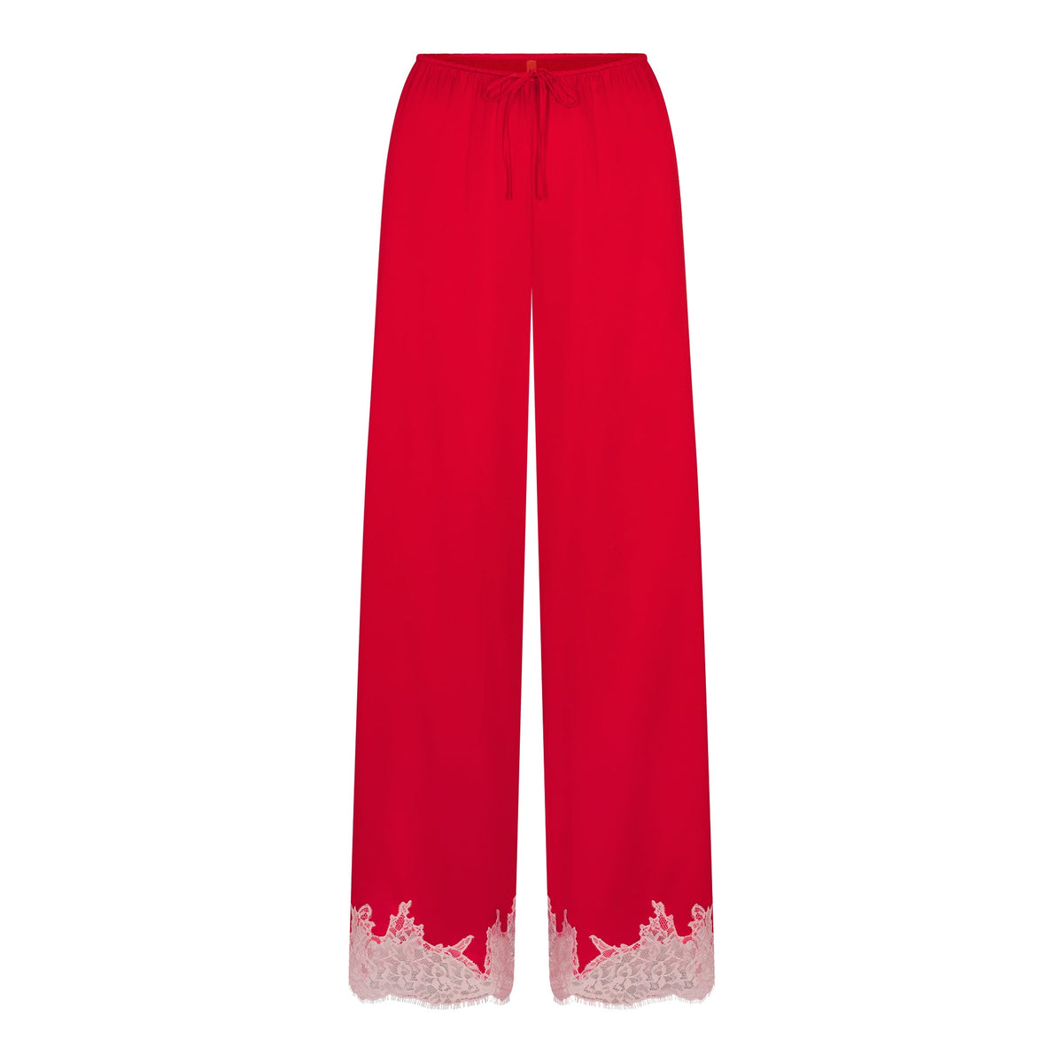 SILK LACE STRAIGHT LEG PANT | RUBY CONTRAST