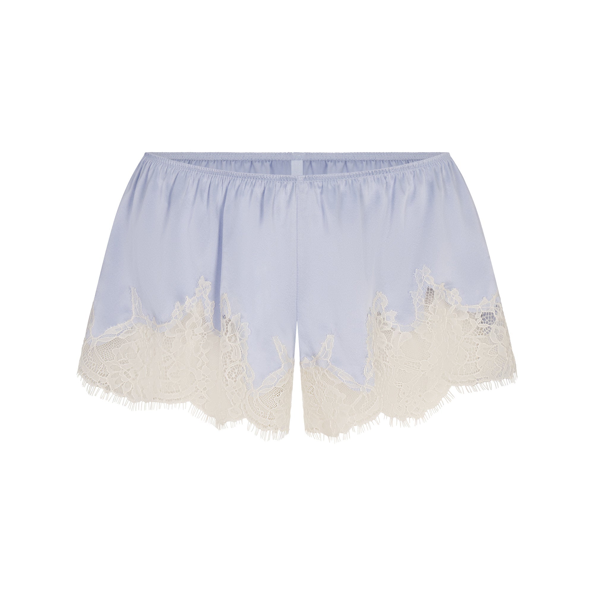 SILK LACE GARTER CAMI AND SHORT SET | PERIWINKLE CONTRAST