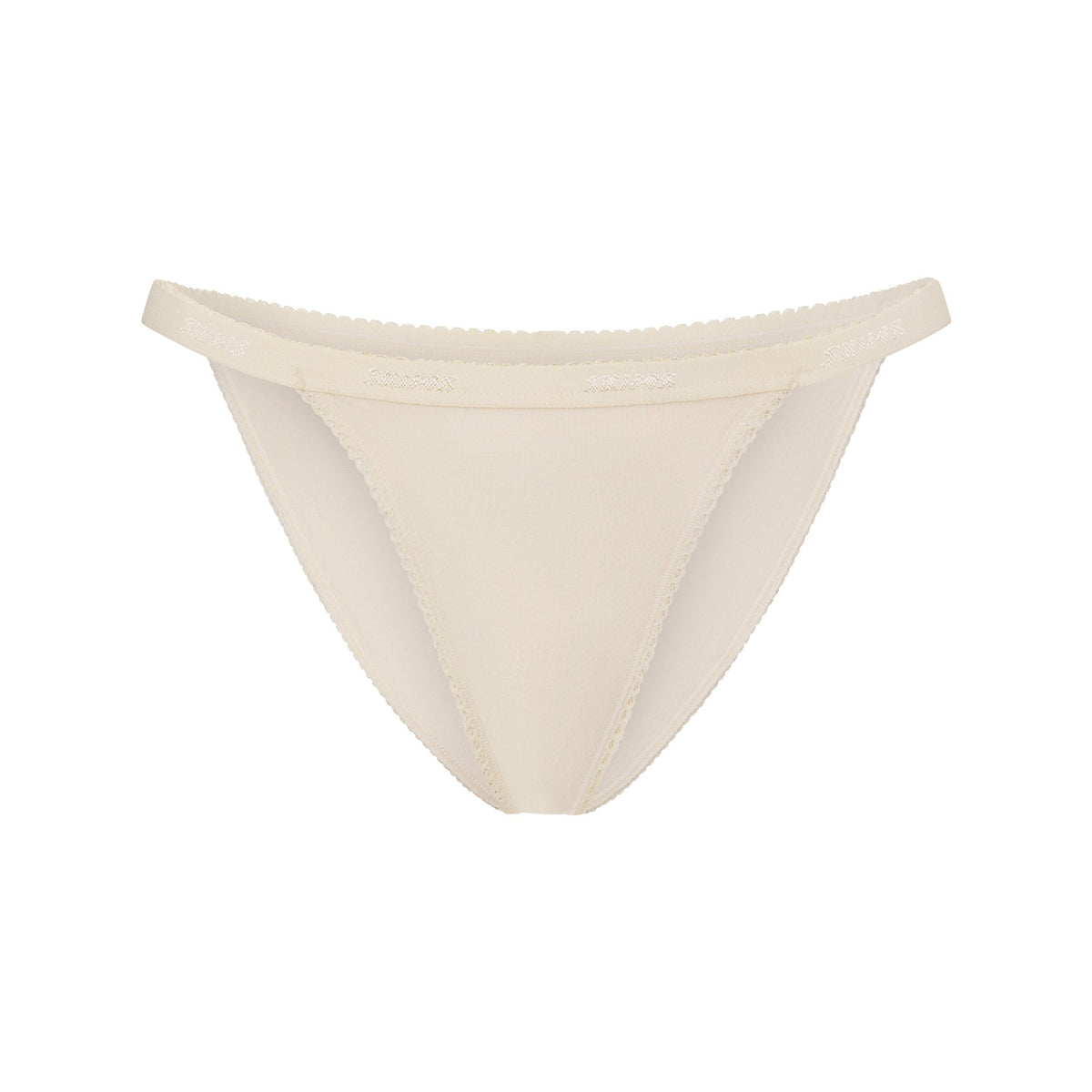 LIGHTWEIGHT COTTON LOGO PICOT STRING BIKINI | BUTTER TONAL