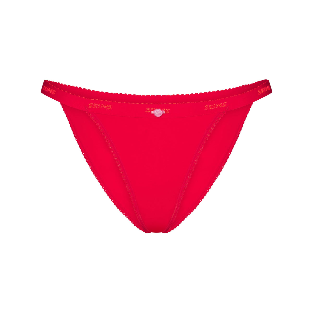 LIGHTWEIGHT COTTON LOGO PICOT STRING BIKINI | RUBY TONAL
