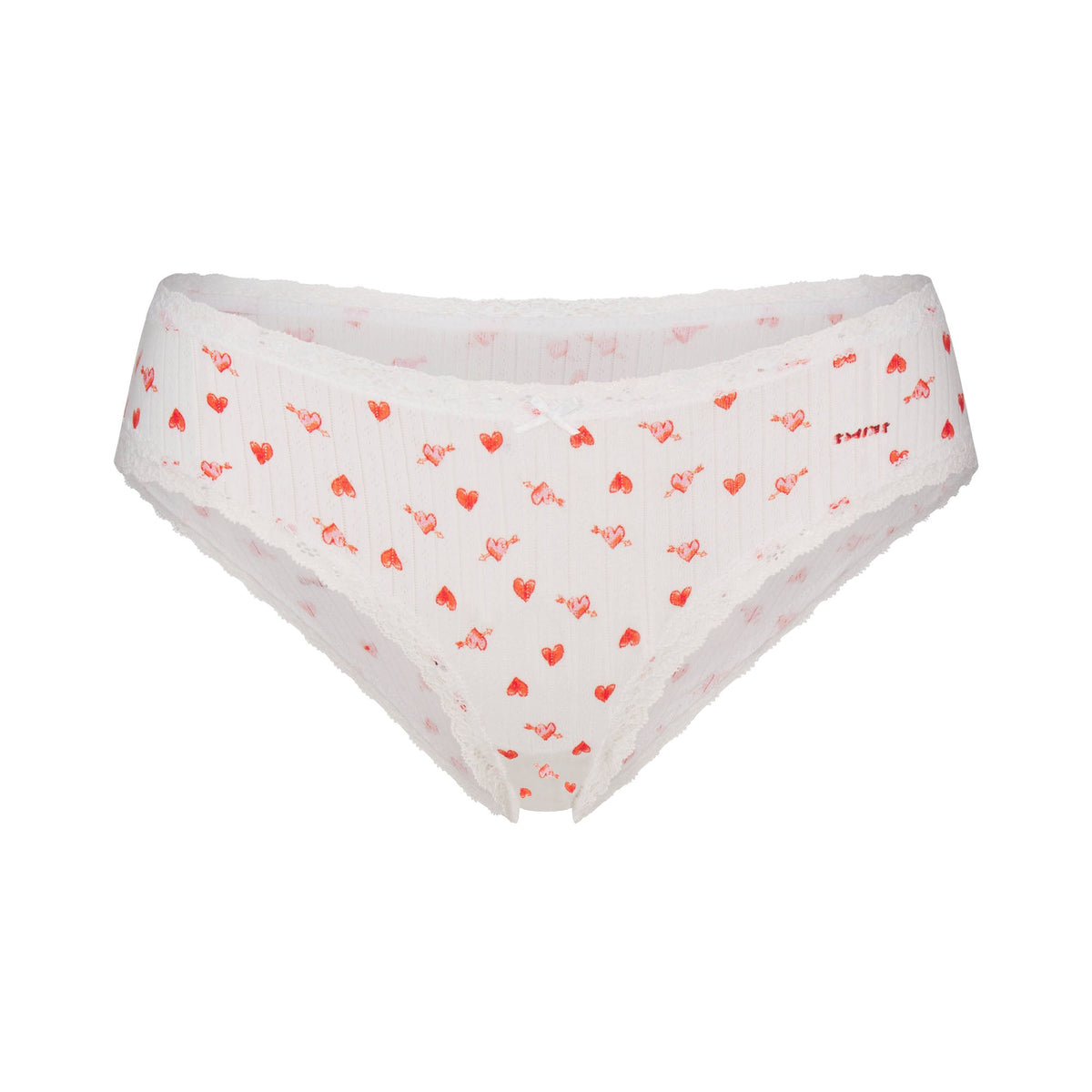 LIGHTWEIGHT COTTON POINTELLE LACE BRIEF | SNOW ARROWED HEARTS