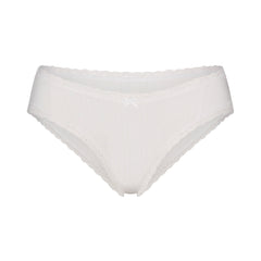 LIGHTWEIGHT COTTON POINTELLE LACE BRIEF | SNOW