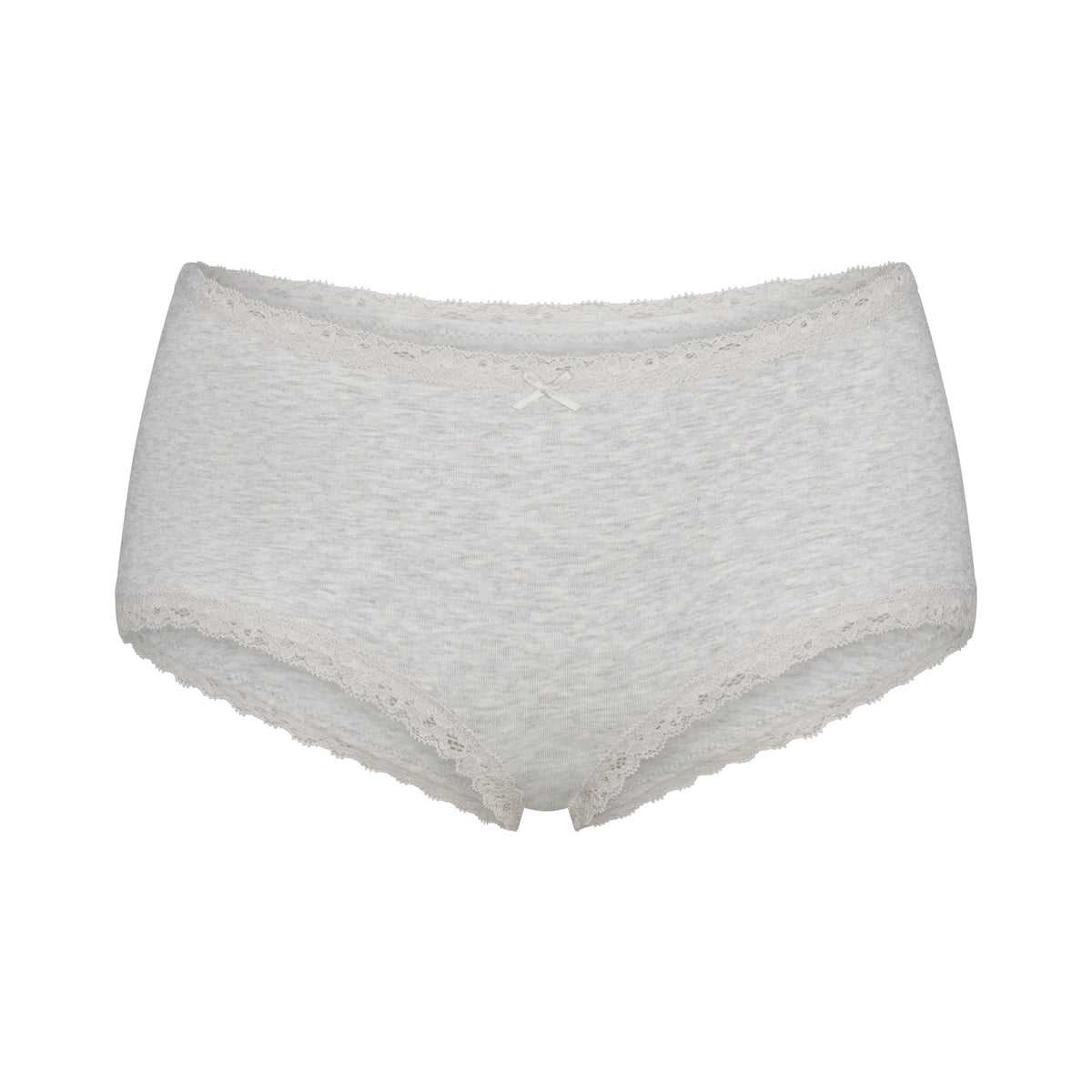 LIGHTWEIGHT COTTON POINTELLE LACE BOY SHORT | LIGHT HEATHER GREY