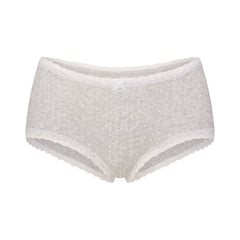 LIGHTWEIGHT COTTON POINTELLE LACE BOY SHORT | LIGHT HEATHER GREY PIN DOT