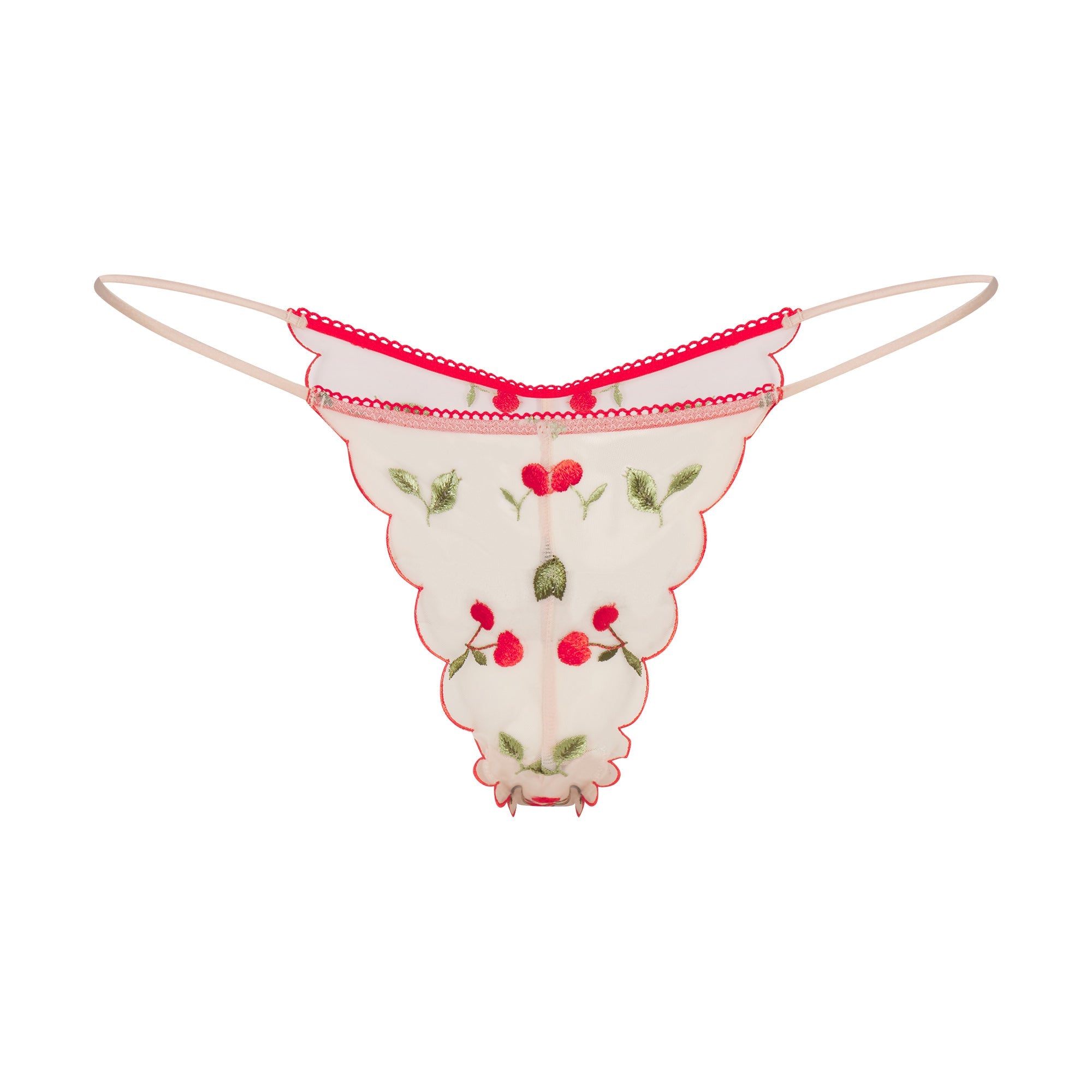 EMBROIDERED TULLE MINI SLIP DRESS AND TANGA SET | PRIMROSE CHERRY TULLE