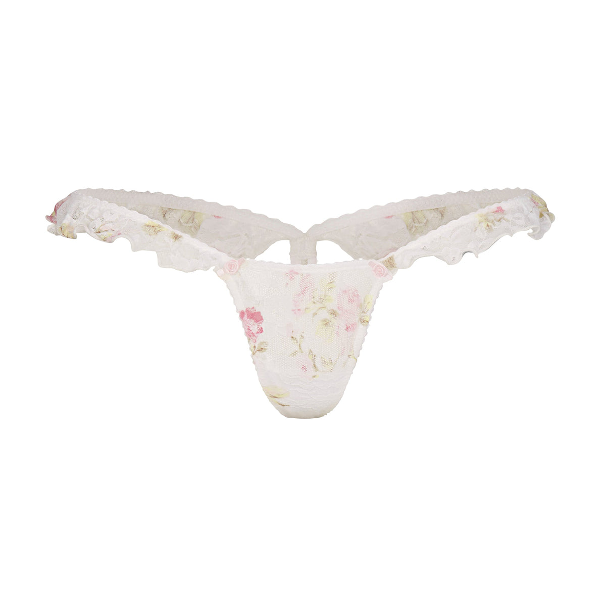 STRETCH LACE BUTTERFLY THONG | SNOW VINTAGE FLORAL PRINT