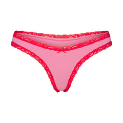 LIGHTWEIGHT COTTON LACE THONG | CARNATION CONTRAST