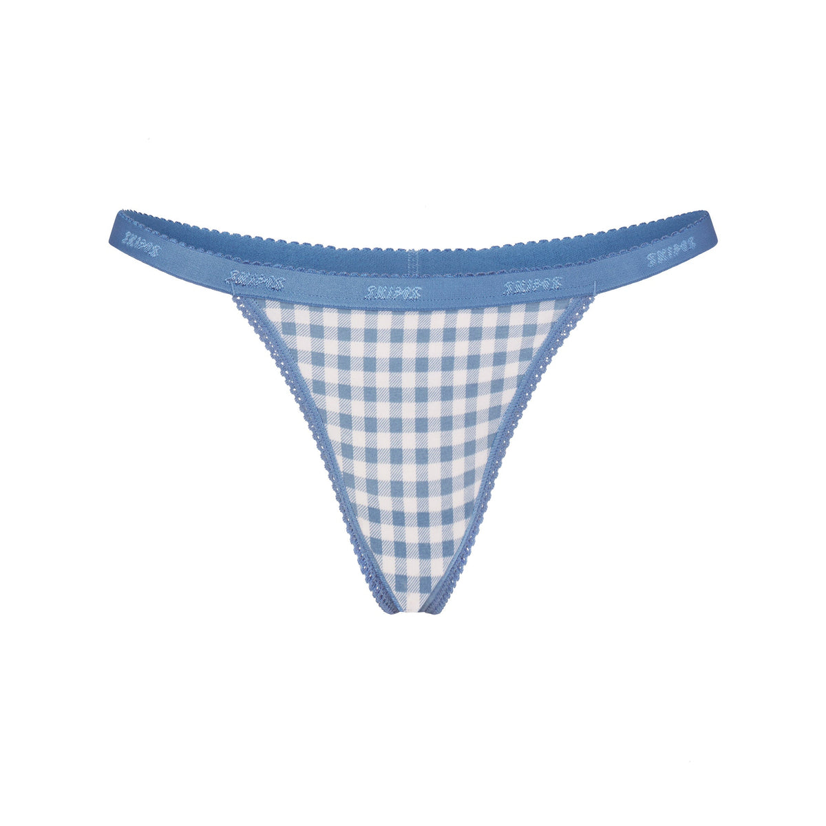 LIGHTWEIGHT COTTON LOGO PICOT THONG | ARCTIC GINGHAM