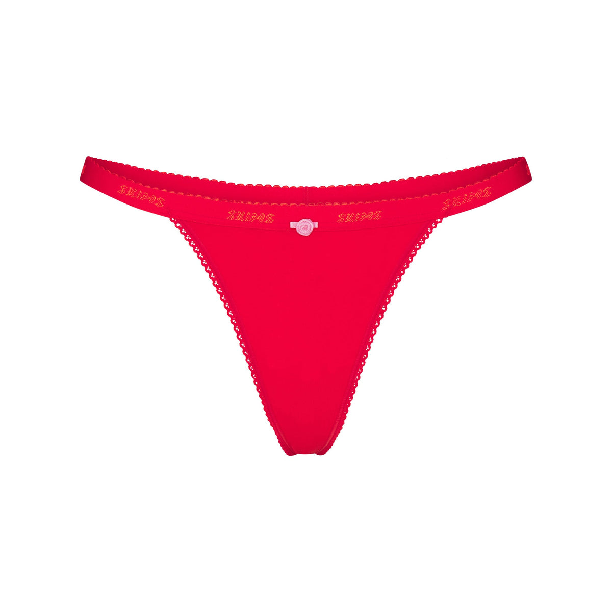 LIGHTWEIGHT COTTON LOGO PICOT THONG | RUBY TONAL