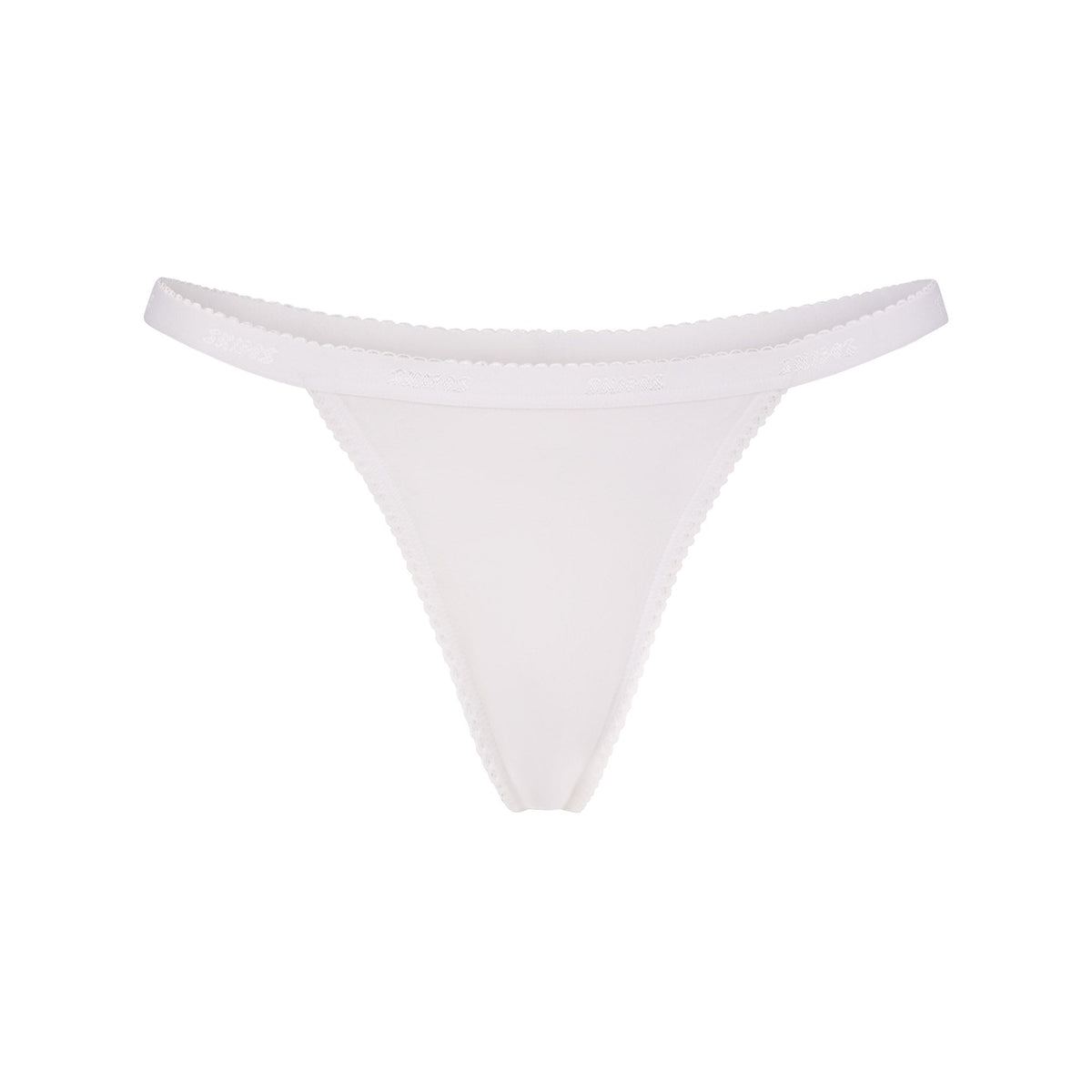 LIGHTWEIGHT COTTON LOGO PICOT THONG | SNOW