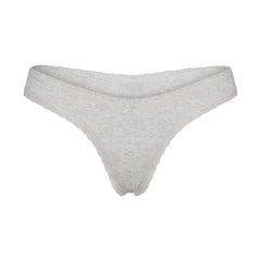 LIGHTWEIGHT COTTON POINTELLE LACE THONG | LIGHT HEATHER GREY
