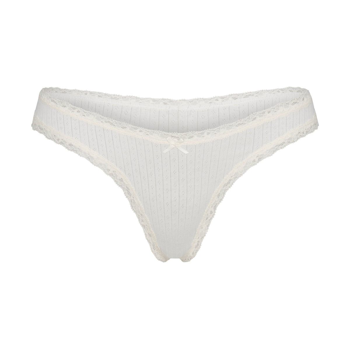 LIGHTWEIGHT COTTON POINTELLE LACE THONG | MARBLE TONAL