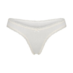 LIGHTWEIGHT COTTON POINTELLE LACE THONG | MARBLE TONAL