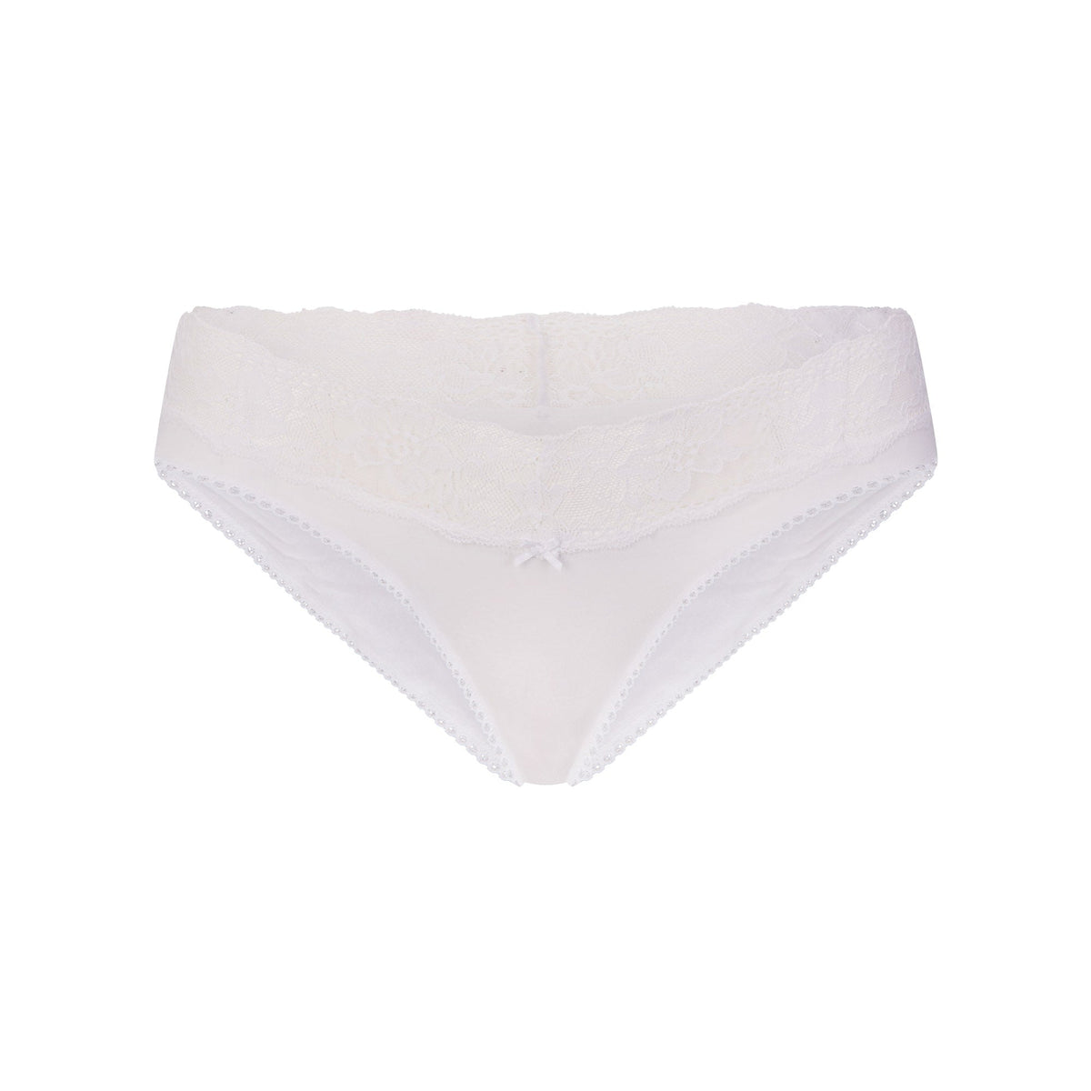 LIGHTWEIGHT COTTON WIDE LACE BRIEF | SNOW