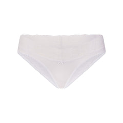 LIGHTWEIGHT COTTON WIDE LACE BRIEF | SNOW