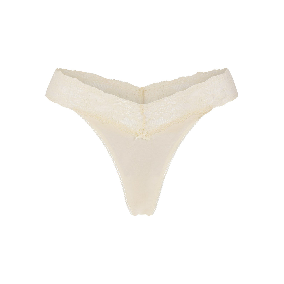 LIGHTWEIGHT COTTON WIDE LACE THONG | BUTTER TONAL