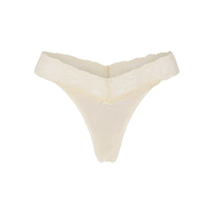 LIGHTWEIGHT COTTON WIDE LACE THONG | BUTTER TONAL