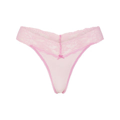 LIGHTWEIGHT COTTON WIDE LACE THONG | CHERRY BLOSSOM TONAL