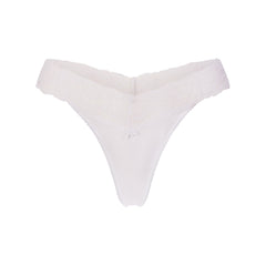 LIGHTWEIGHT COTTON WIDE LACE THONG | SNOW