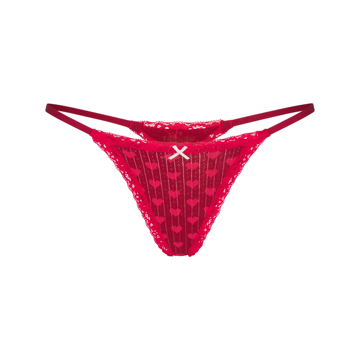 LIGHTWEIGHT COTTON POINTELLE LACE STRING THONG | BRICK HEART HALFDROP